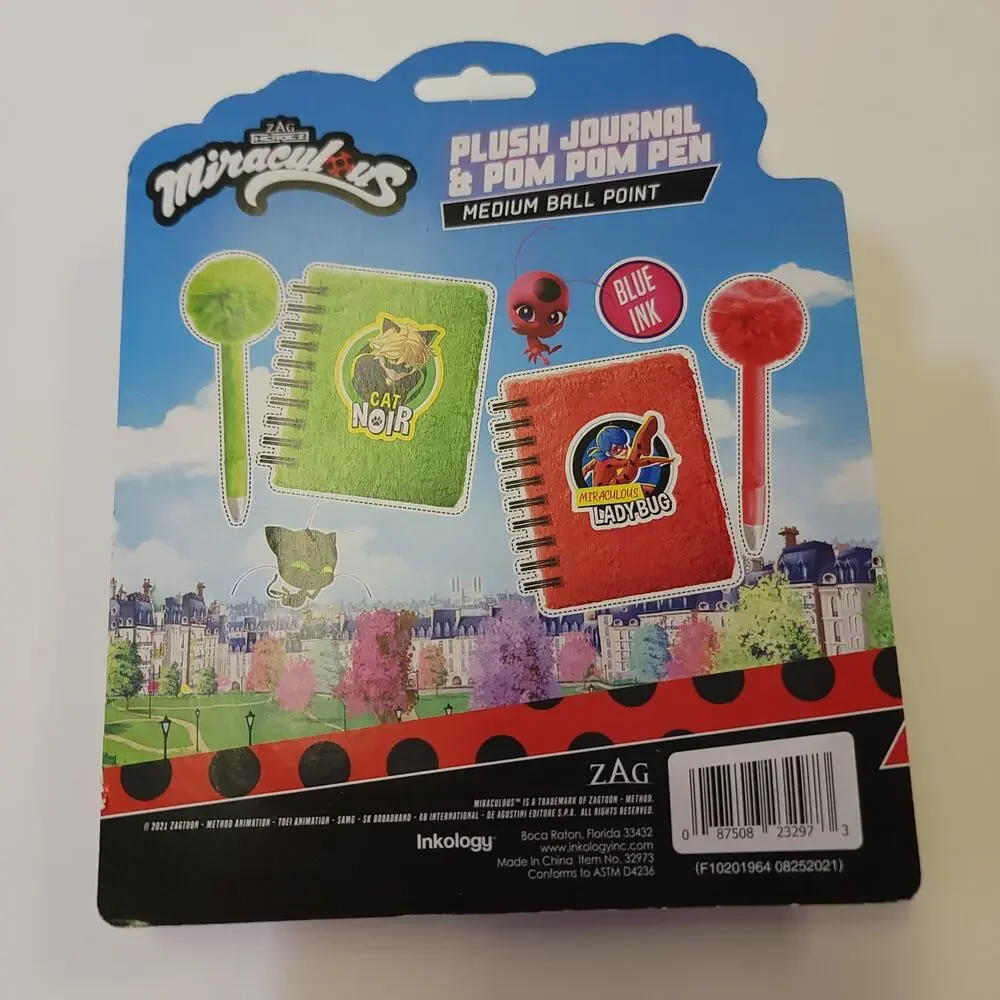 Miraculous Ladybug Plush Journal Zag Heroez Pom Pen New Kid Gift Christmas